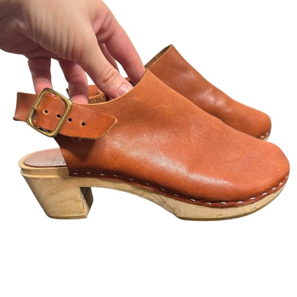 BRYR Daphne Block Heel Clog Brown Leather in “Whiskey” Size 37/7 - Picture 2 of 13